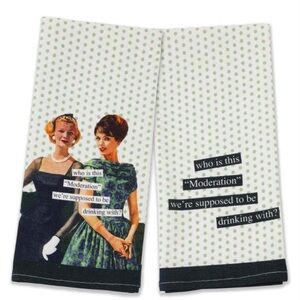 Boston International Anne Taintor Cotton Kitchen Towels Set of 2 Moderation Who?